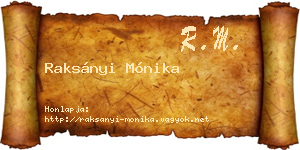 Raksányi Mónika névjegykártya
